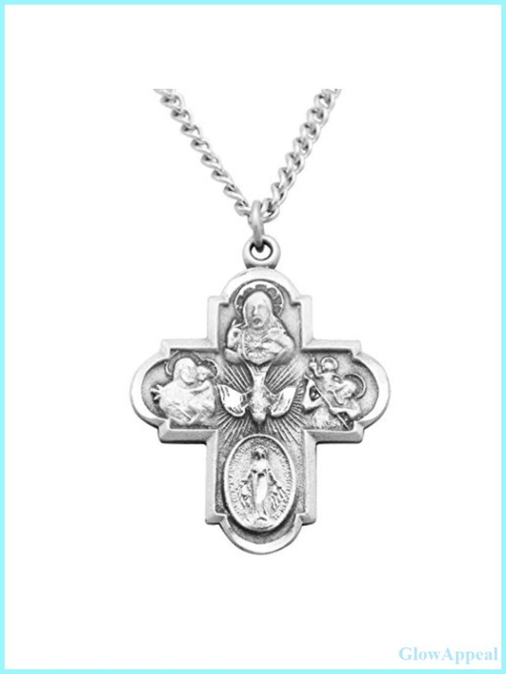 Rosemarie Collections Four Way Cross Medal Pendant Necklace 24"